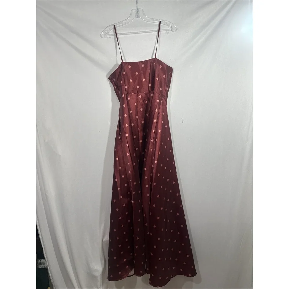 NEW $350 Hutch [ 4 ] Victoria Polka‎ Dot Strapless Gown in Pomegranate Red Q1297